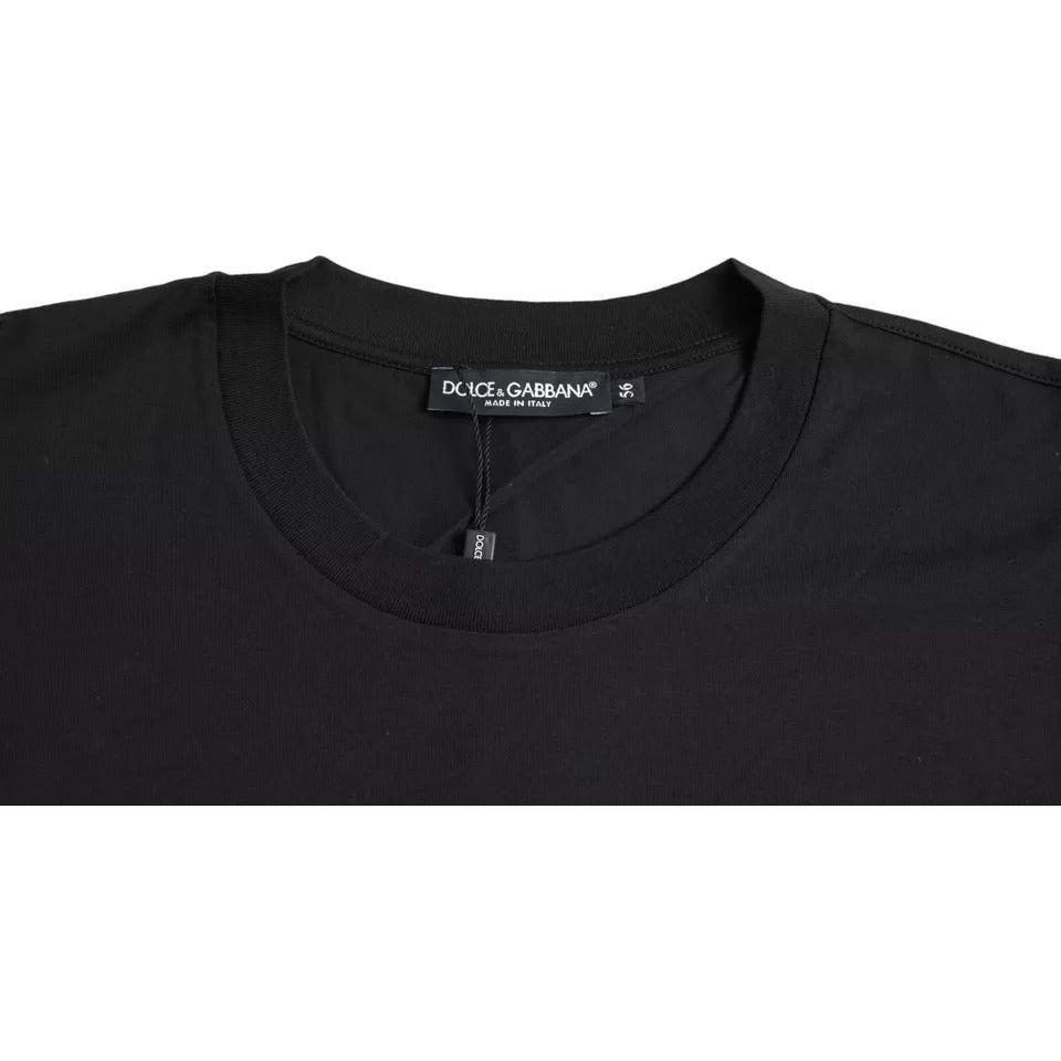 Dolce & Gabbana Black Logo Patch Cotton Crew Neck T-shirt TSH851974-52