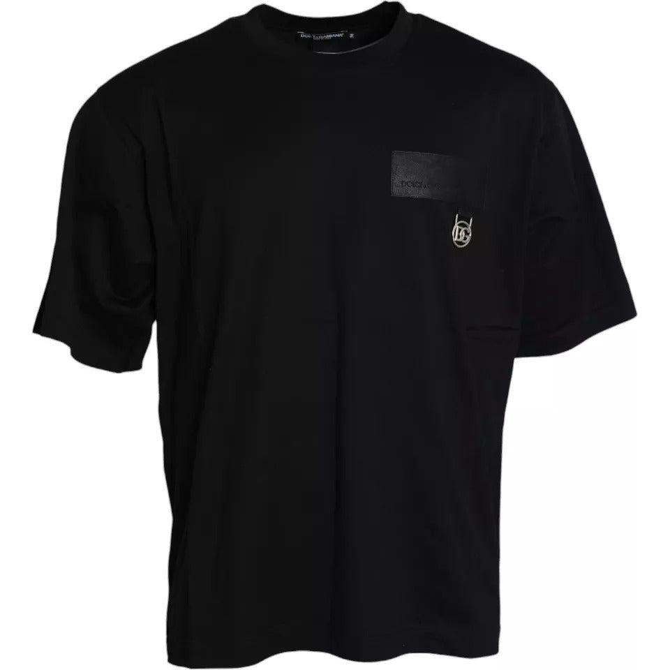 Dolce & Gabbana Black Logo Patch Cotton Crew Neck T-shirt TSH851974-52