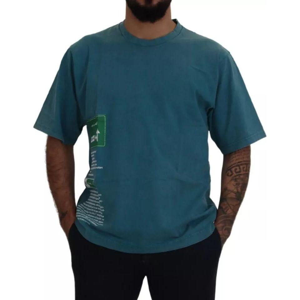 Dolce & Gabbana Blue Logo Print Crewneck Tee Cotton T-shirt TSH83080#-52