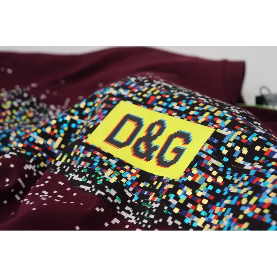Dolce & Gabbana Bordeaux D&G Print Round Neck Cotton T-shirt TSH83257-40
