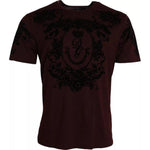 Dolce & Gabbana Maroon DG Crown Floral Crewneck Men T-shirt TSH85139-48