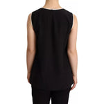 Dolce & Gabbana Black Silk Eleganza Print Sleeveless Tank Top TSH6147-40