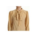 Dolce & Gabbana Mustard Ascot Collar Shirt Silk Blouse Top TSH7466-40
