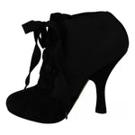 Dolce & Gabbana Black Suede Stretch Ankle Boots Booties Shoes LA7707-35.5