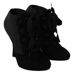 Dolce & Gabbana Black Suede Stretch Ankle Boots Booties Shoes LA7707-35.5