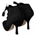 Dolce & Gabbana Black Suede Stretch Ankle Boots Booties Shoes LA7707-35.5
