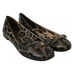 Dolce & Gabbana Brown Leopard Ballerina Flats Leather Shoes LA7688-36