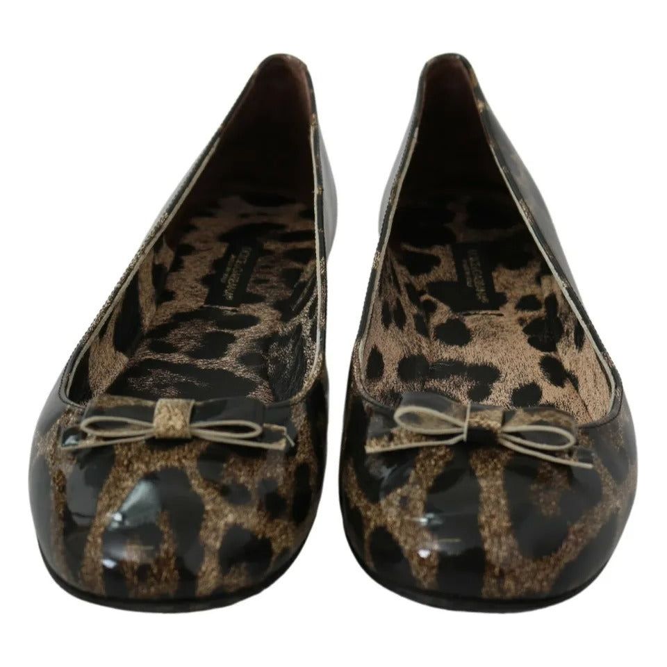 Dolce & Gabbana Brown Leopard Ballerina Flats Leather Shoes LA7688-36