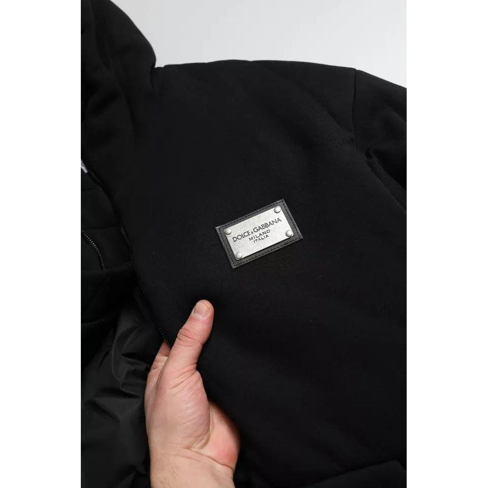 Dolce & Gabbana Black Cotton Hooded Logo Bomber Men Jacket JKT4012-46