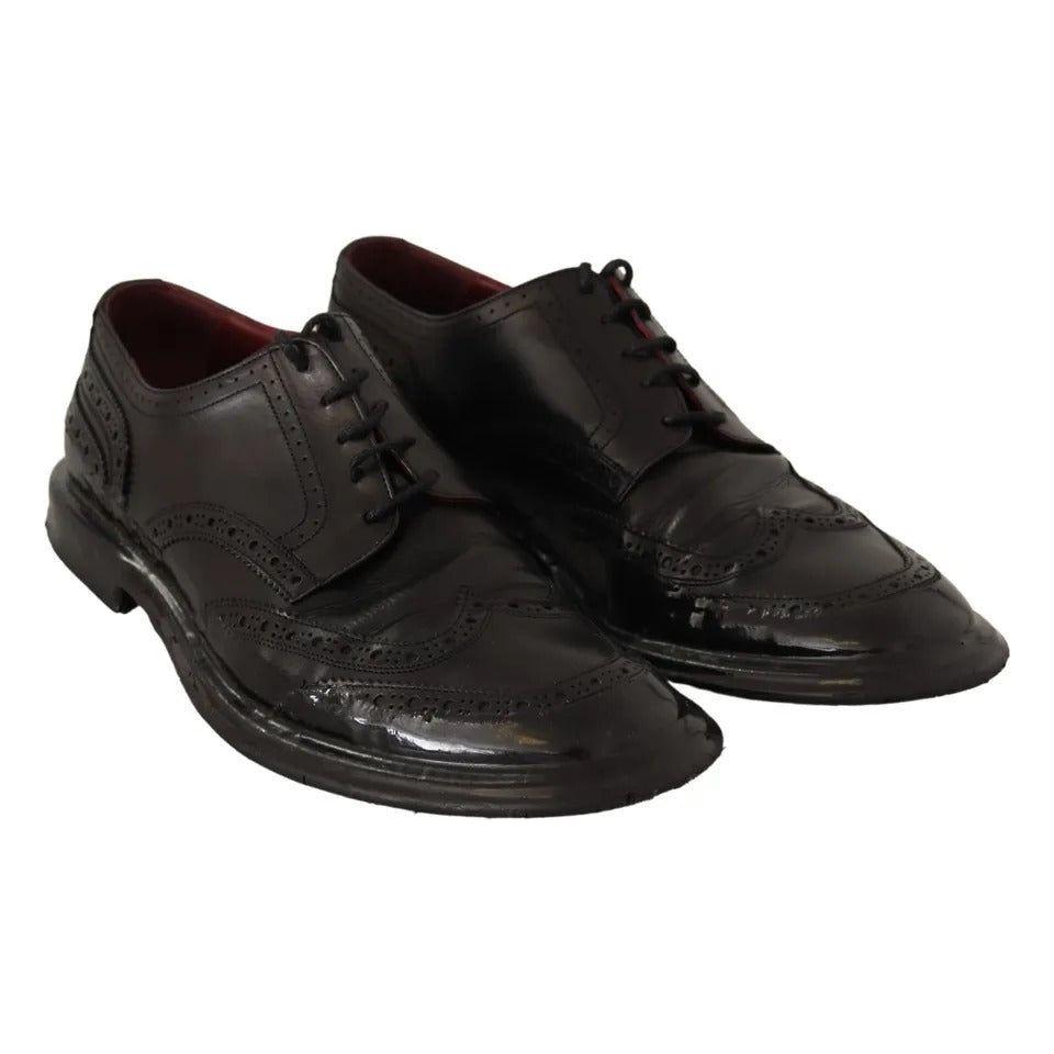 Dolce & Gabbana Black Leather Brogue Oxford Dress Shoes MV4250-42.5