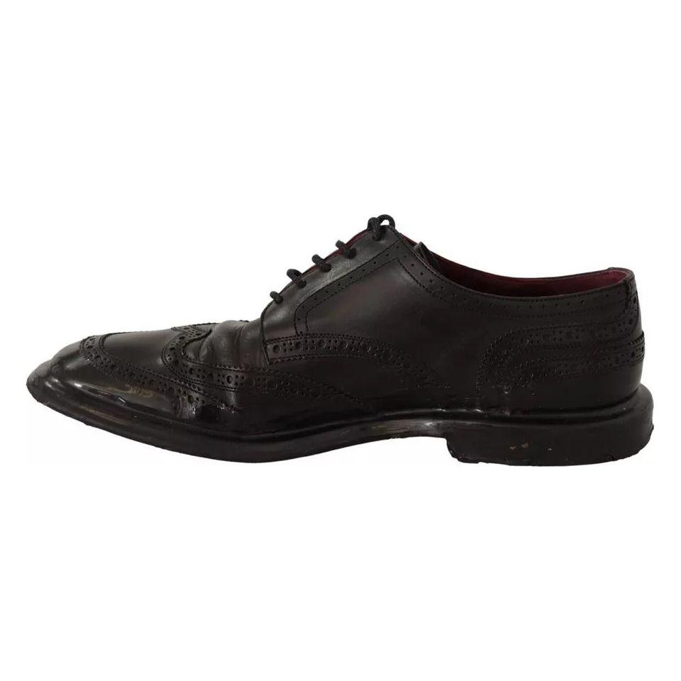 Dolce & Gabbana Black Leather Brogue Oxford Dress Shoes MV4250-42.5