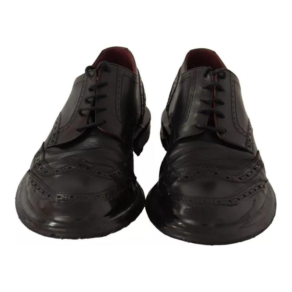 Dolce & Gabbana Black Leather Brogue Oxford Dress Shoes MV4250-42.5