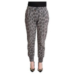 Dolce & Gabbana Gray Leopard Print Sweatpants Jogger Pants PAN73035-44