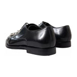 Dolce & Gabbana Black Leather Crystal Lace Up Formal Shoes LA10445-39