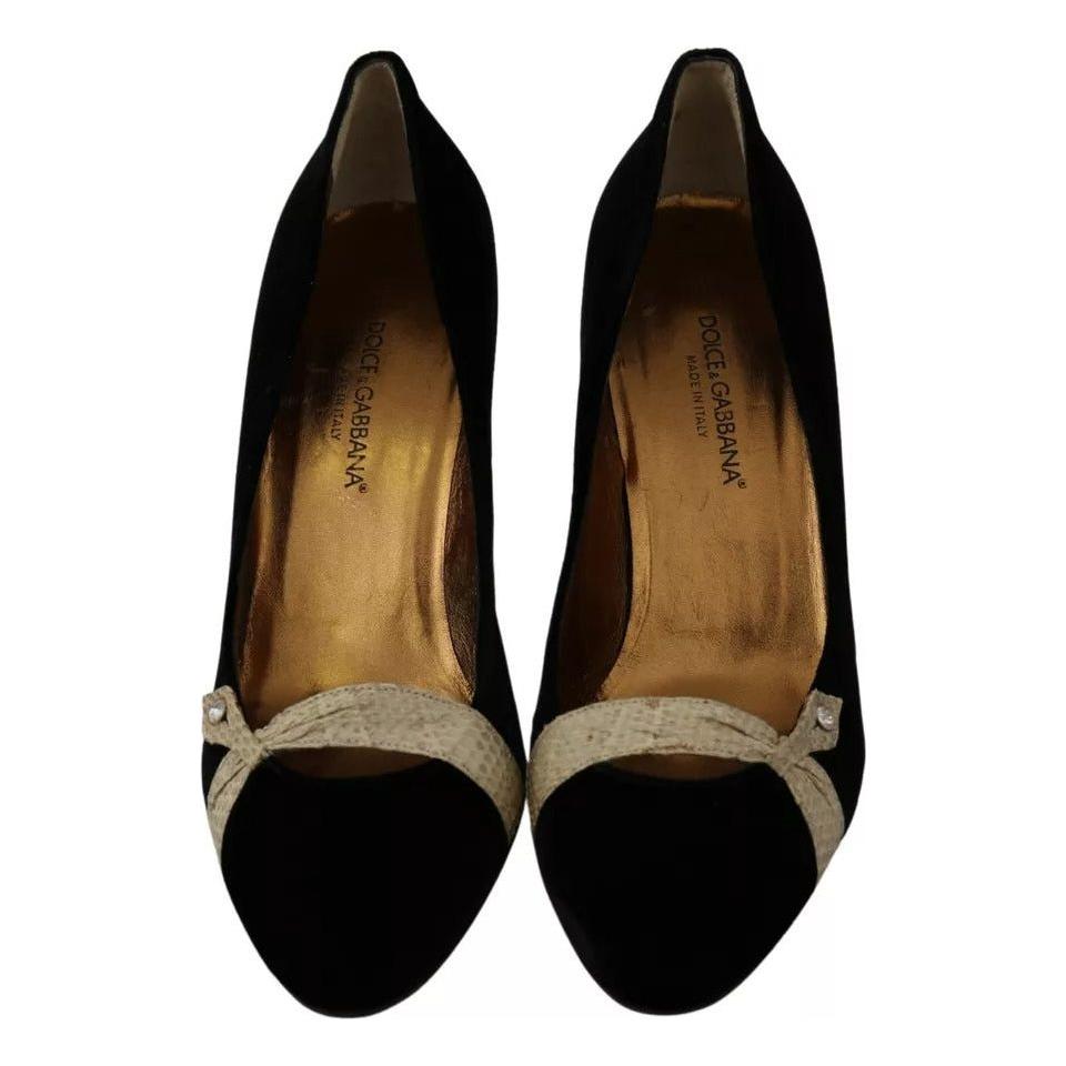 Dolce & Gabbana Black Velvet Ayers High Heels Pumps Shoes LA7372-39