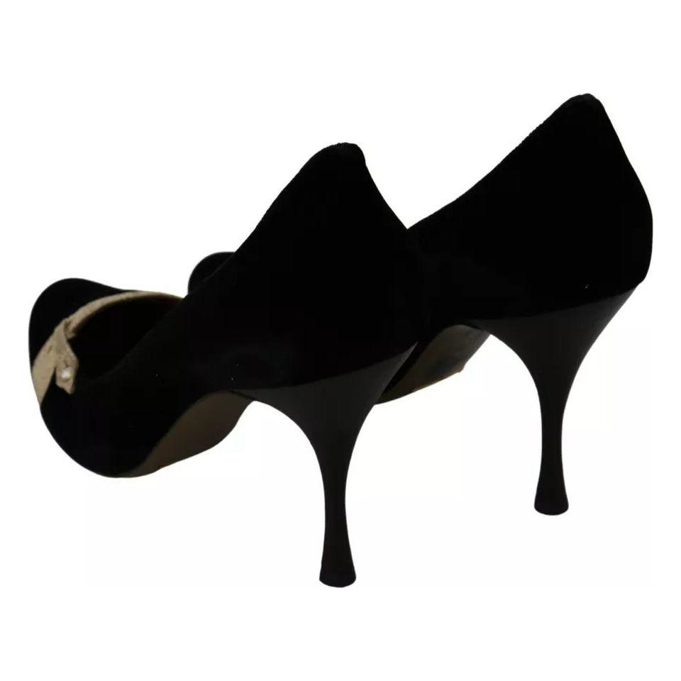 Dolce & Gabbana Black Velvet Ayers High Heels Pumps Shoes LA7372-39