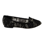 Dolce & Gabbana Black Floral Lace Loafers Flats Shoes LA6017-35