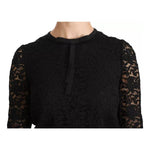 Dolce & Gabbana Black Lace Long Sleeve Blouse Nylon Top TSH4259-38