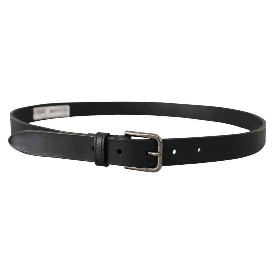 Dolce & Gabbana Black Calf Leather Classic Metal Logo Buckle Belt BEL8566-90