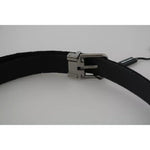 Dolce & Gabbana Black Velvet Leather Silver Buckle Belt BEL60873-95