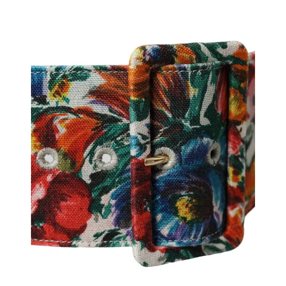 Dolce & Gabbana Multicolor Carretto Fabric Wide Waist Belt