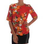 Dolce & Gabbana Orange Print Crystal-Embellished Blouse TSH1405-2