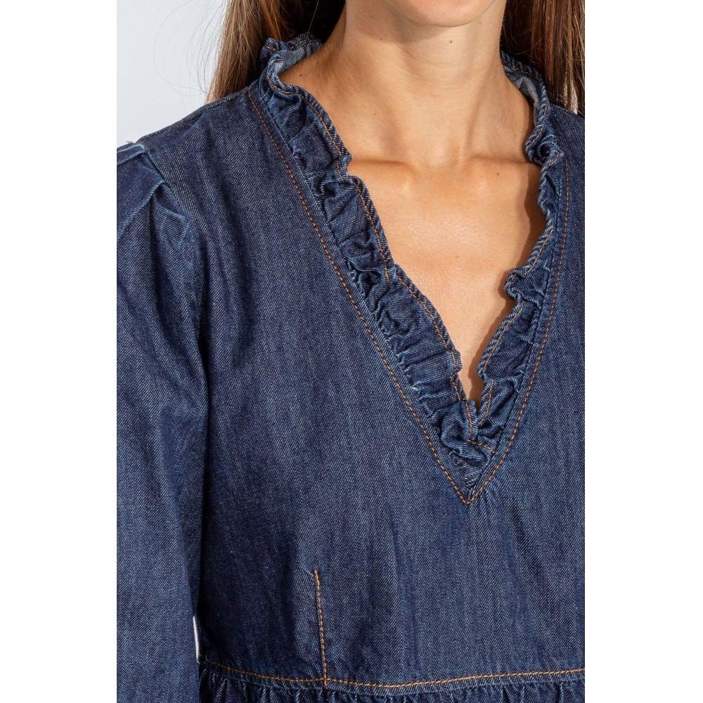 Love Moschino Elegant Dark Blue Denim Flare Dress LO-10220-IT40|S