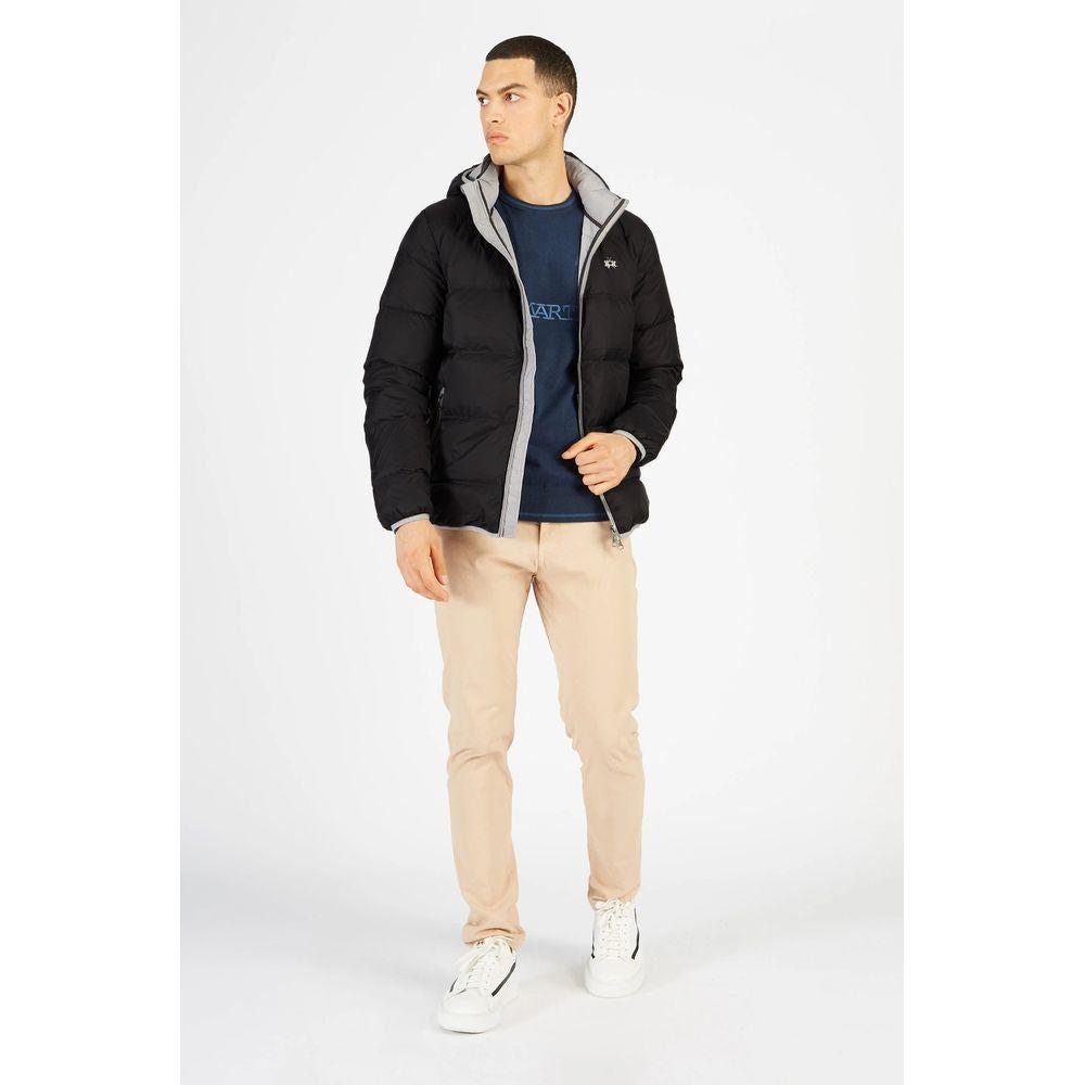 La Martina Black Nylon Men's Jacket LA-7843-L