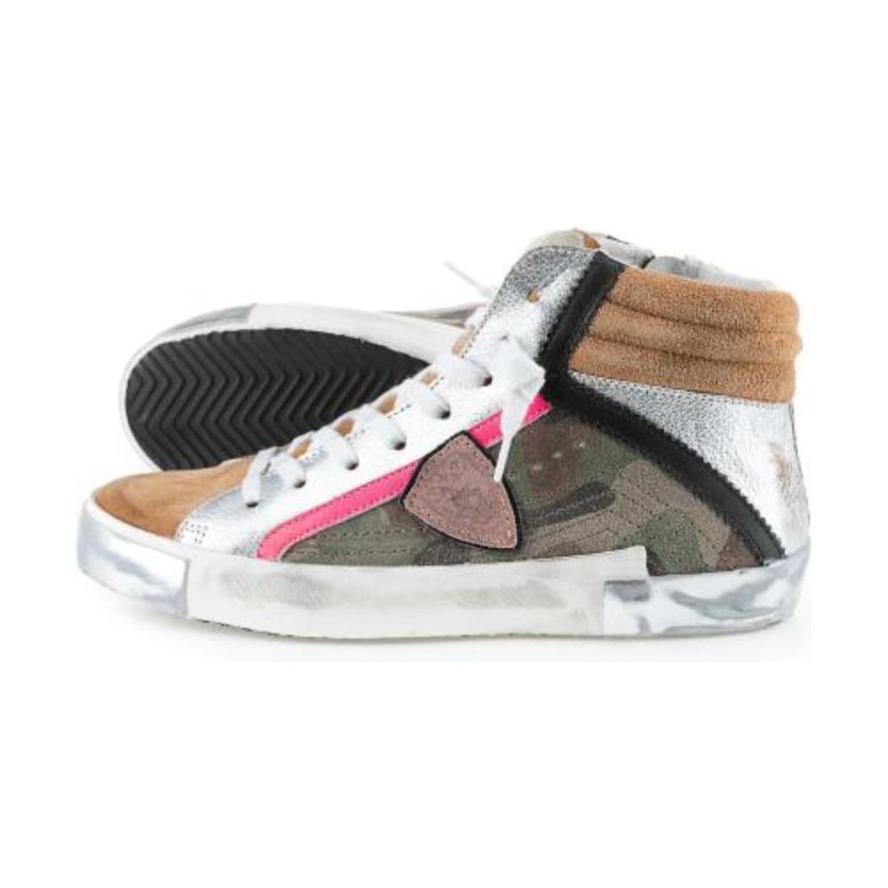 Philippe Model Army Green High-Top Sneakers with Leather Accents PH-10947-IT40|S