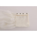 Dolce & Gabbana White Daisy Applique Silk Shirt TSH1440-1