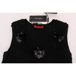 Dolce & Gabbana Black Cotton Floral Crystal Tank Top TSH1449-1