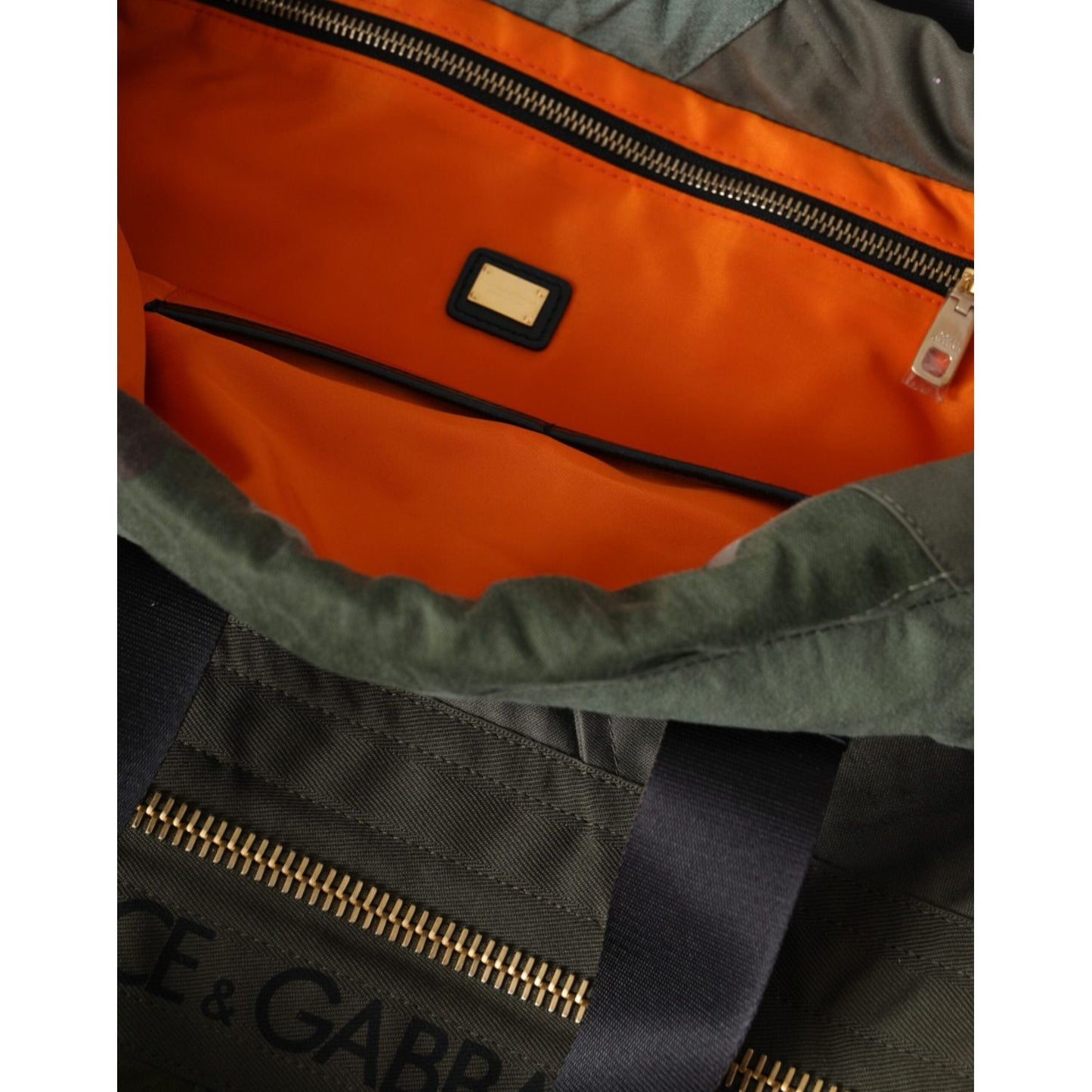 Dolce & Gabbana Military Green Patchwork Rucksack Backpack Bag