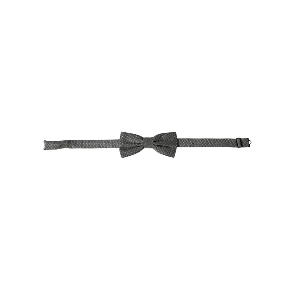 Dolce & Gabbana Gray Silk Patterned Adjustable Neck Men Papillon Bow Tie FT3902