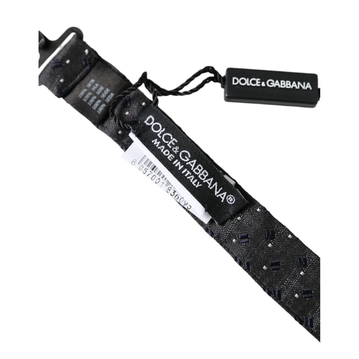 Dolce & Gabbana Black Silk Patterned Adjustable Neck Men Papillon Bow Tie