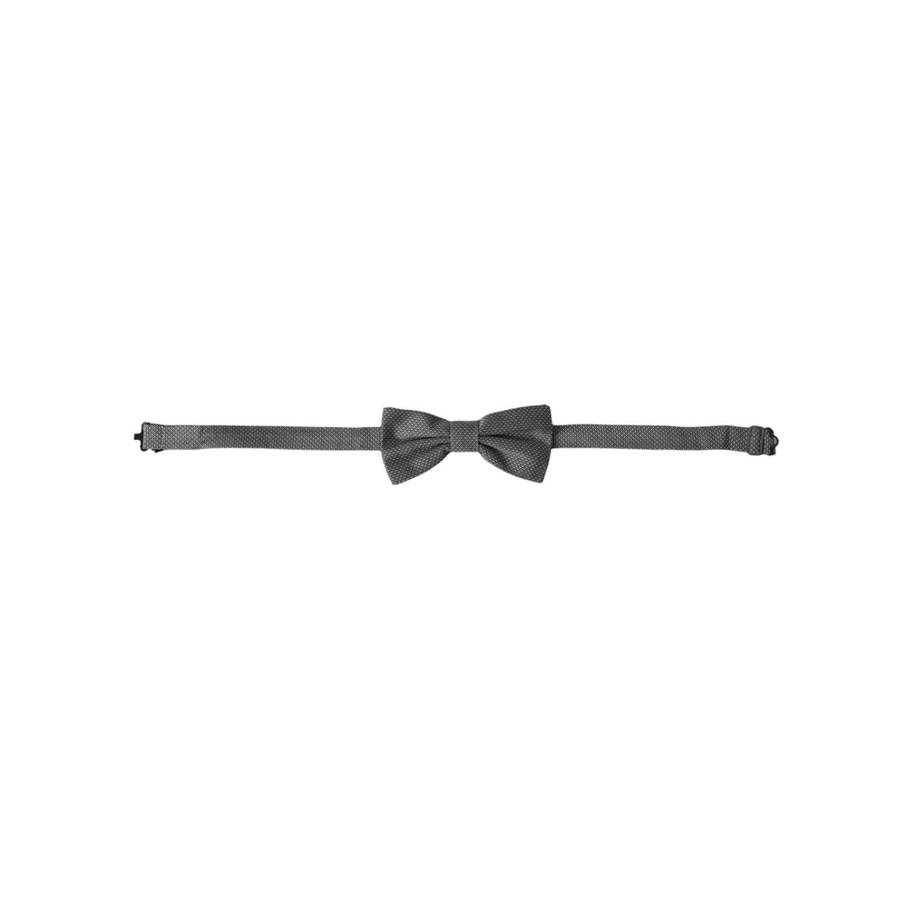 Dolce & Gabbana Gray Silk Patterned Adjustable Neck Men Bow Tie FT3912