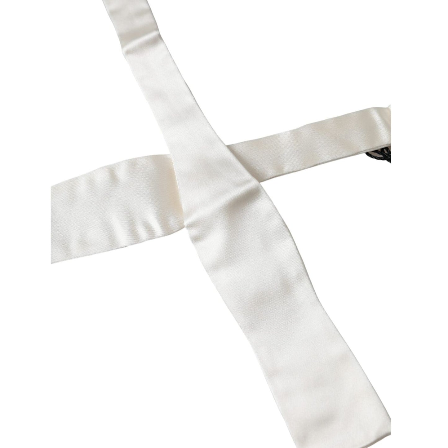 Dolce & Gabbana White Silk Slim Skinny Necktie Men Bow Tie