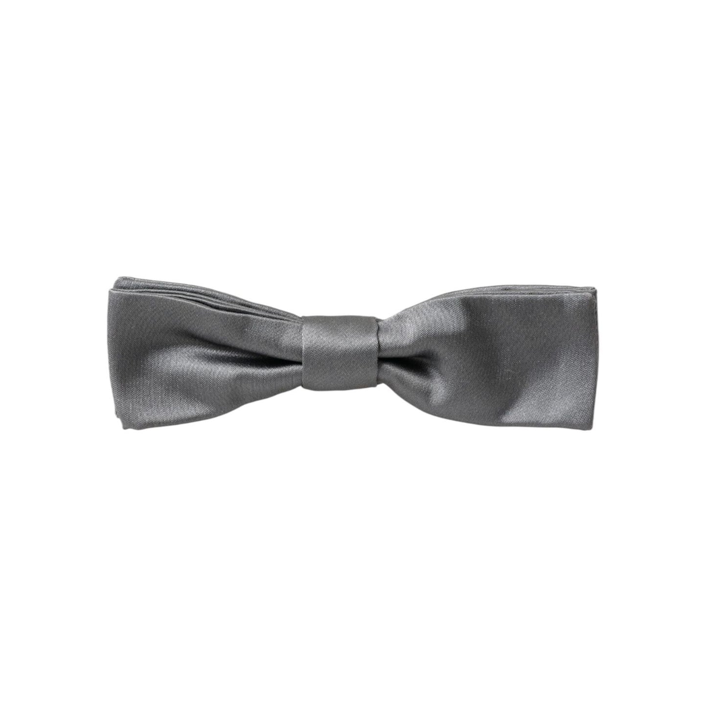 Dolce & Gabbana Gray Satin Silk Adjustable Neck Men Papillon Bow Tie FT3918