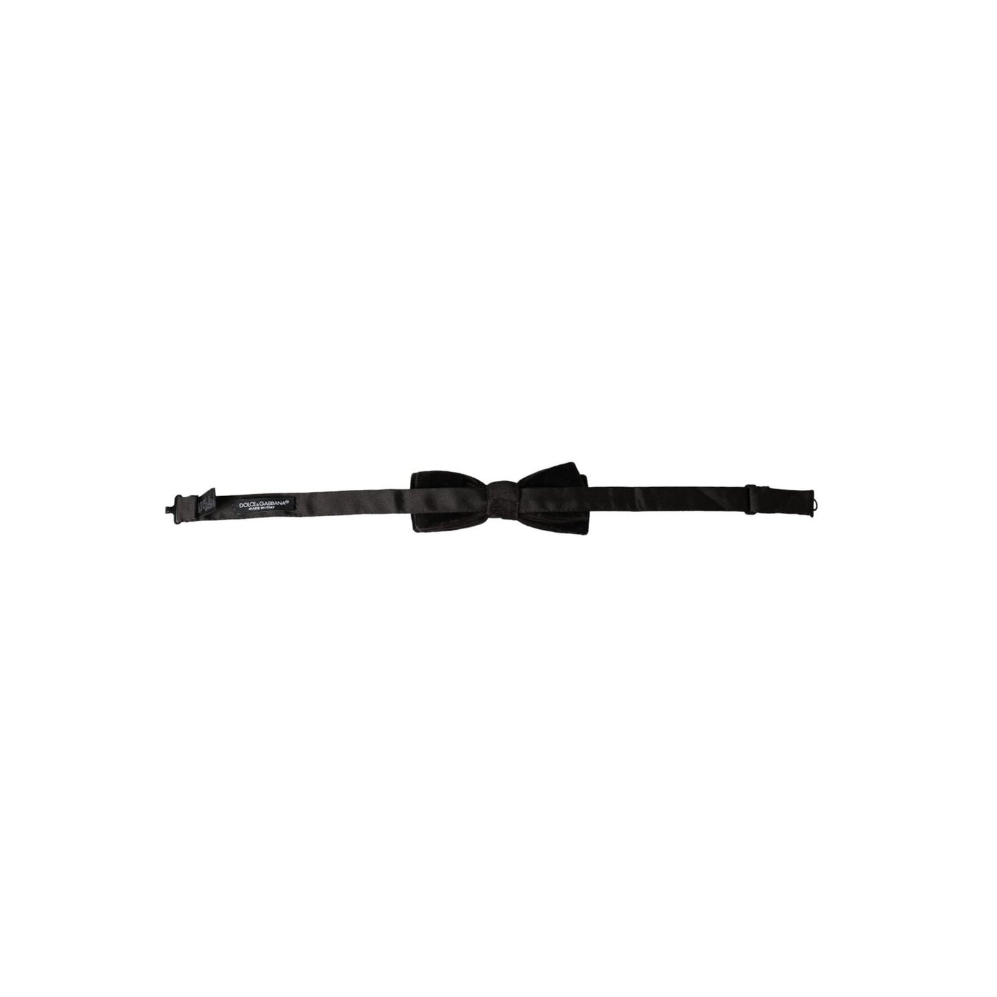 Dolce & Gabbana Black Velvet Cotton Adjustable Neck Men Bow Tie FT3921