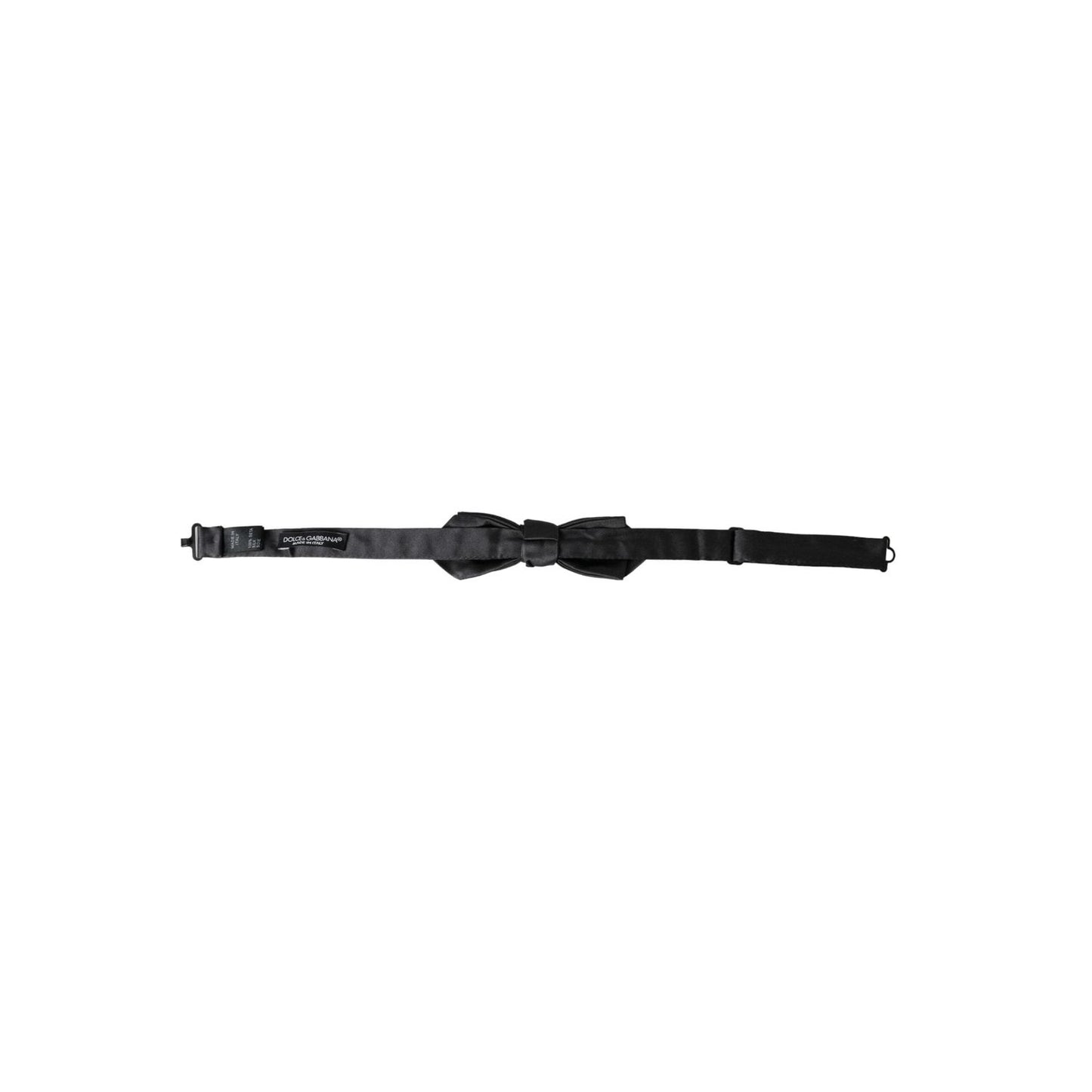 Dolce & Gabbana Black Satin Silk Adjustable Neck Men Bow Tie