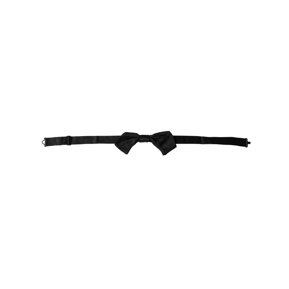 Dolce & Gabbana Black Satin Silk Adjustable Neck Men Bow Tie FT3934