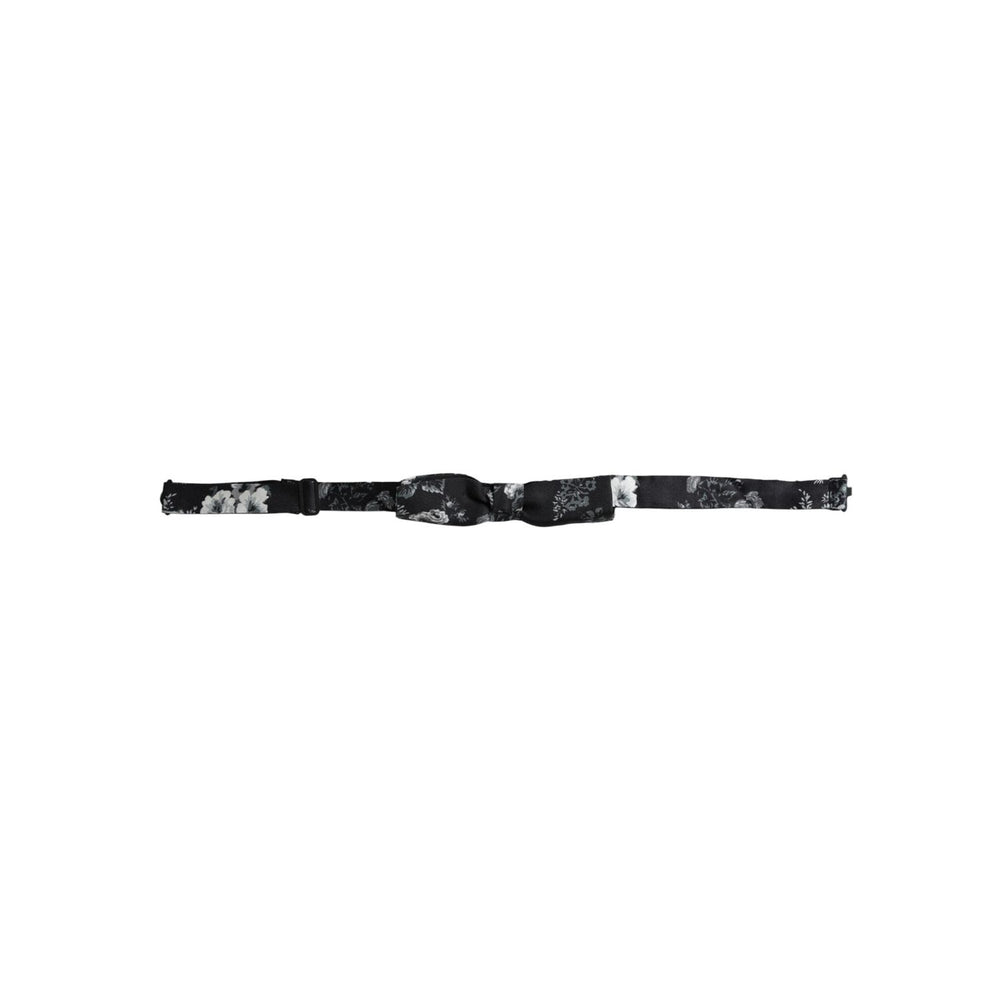 Dolce & Gabbana Black Floral Silk Adjustable Neck Men Bow Tie