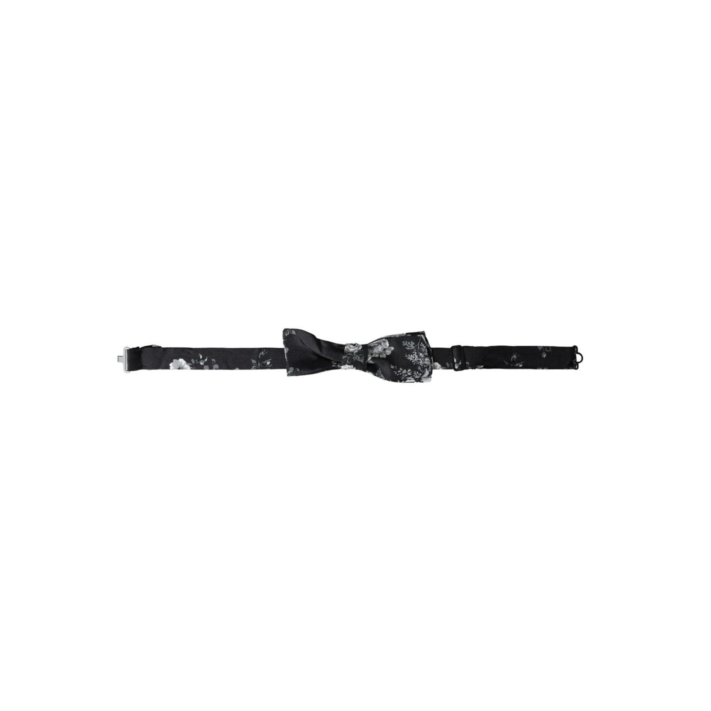 Dolce & Gabbana Black Floral Fantasy Adjustable Neck Men Bow Tie