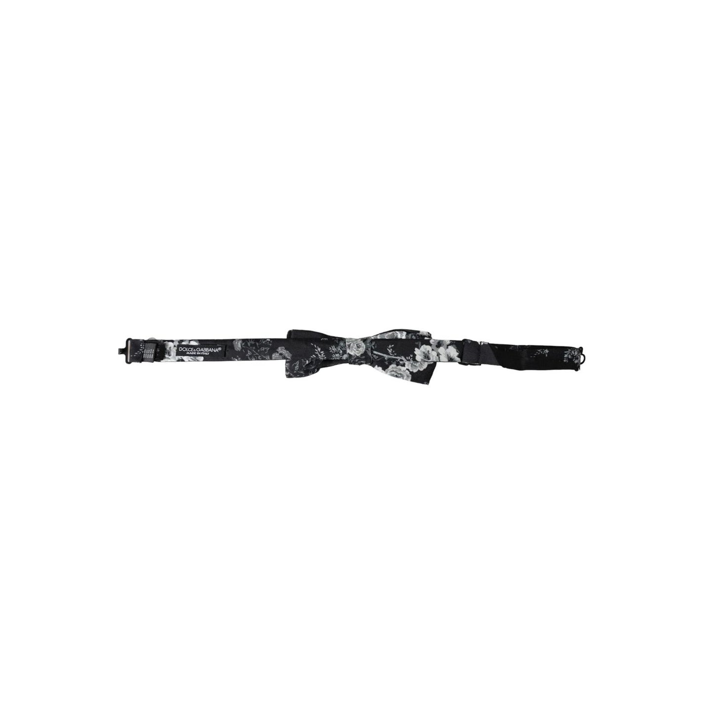 Dolce & Gabbana Black Floral Fantasy Adjustable Neck Men Bow Tie