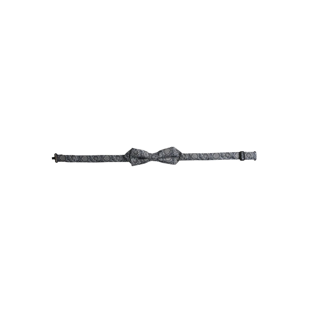 Dolce & Gabbana Gray Silk Patterned Adjustable Neck Men Bow Tie