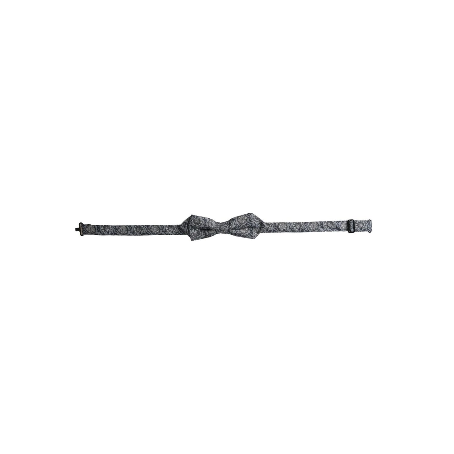 Dolce & Gabbana Gray Silk Patterned Adjustable Neck Men Bow Tie