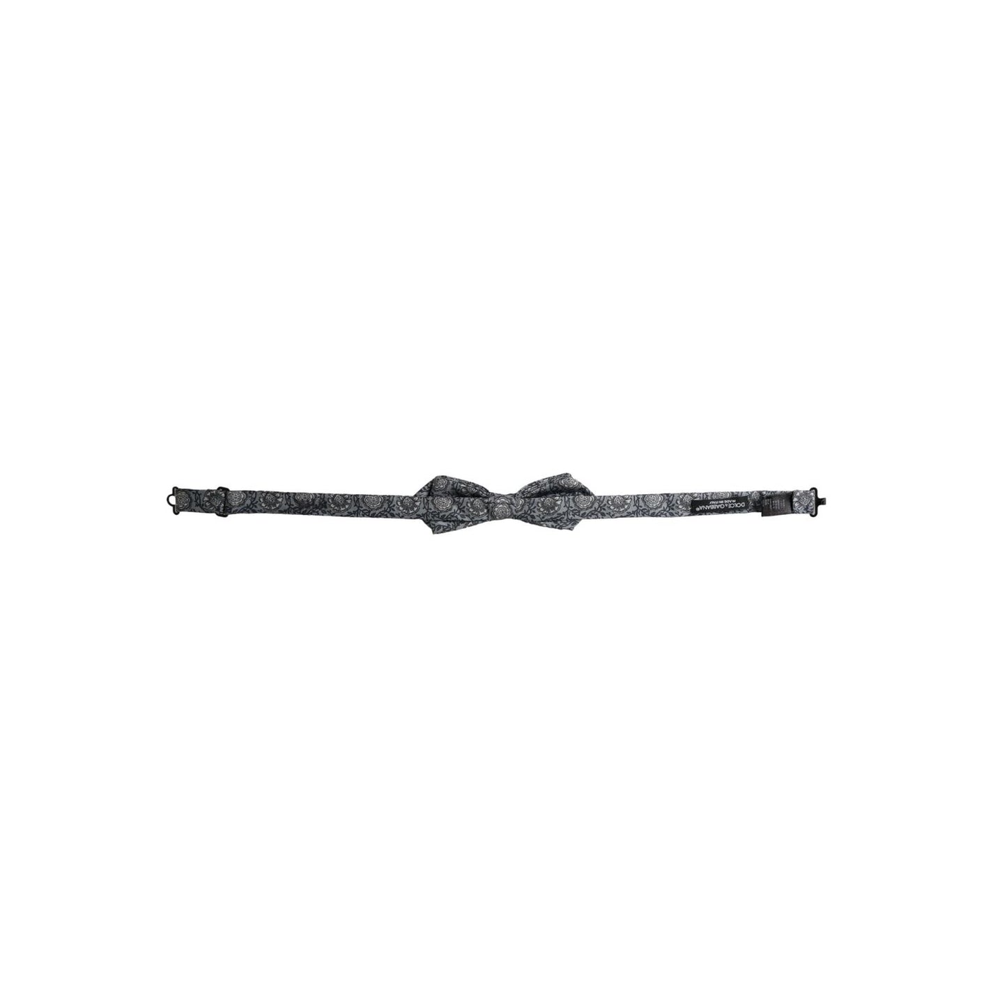 Dolce & Gabbana Gray Silk Patterned Adjustable Neck Men Bow Tie