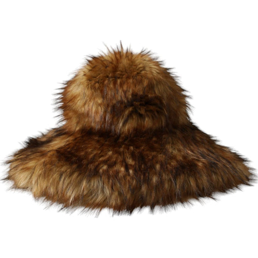 Dolce & Gabbana Brown Modacrylic Faux Fur Bucket Hat