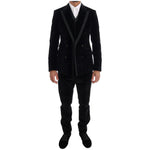 Dolce & Gabbana Black Velvet Slim Double Breasted Suit KOS1132-5