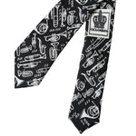 Dolce & Gabbana Black Trumpet Print Silk Adjustable Tie KRA3397