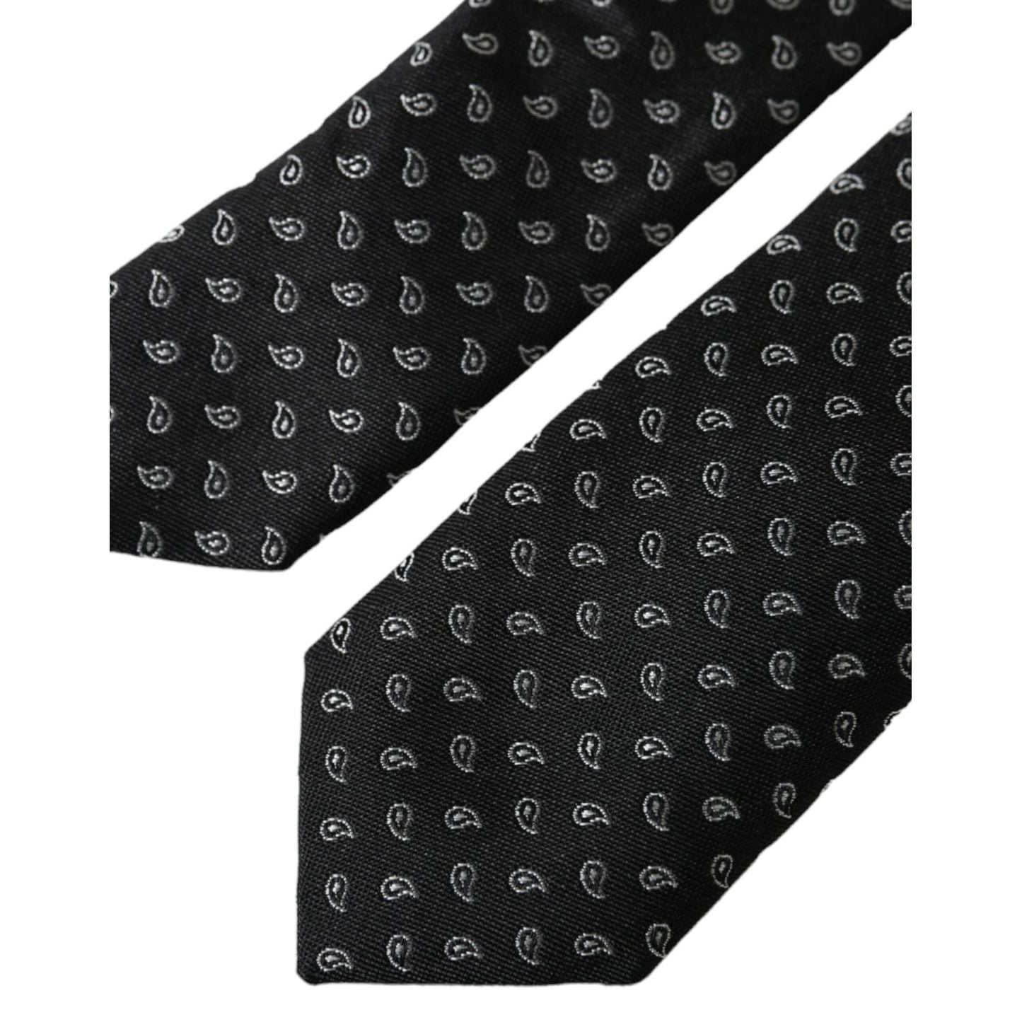 Dolce & Gabbana Black Jacquard Patterned Silk Adjustable Men Tie